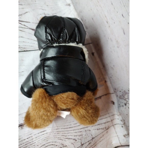 Green Pond Aviator Pilot Bear Leather Jacket Plush Stuffed Animal with Goggles - Picture 3 of 5